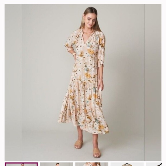 Spartina 449 Floral Maxi Dress in Cream and Yellow - Picture 1 of 2